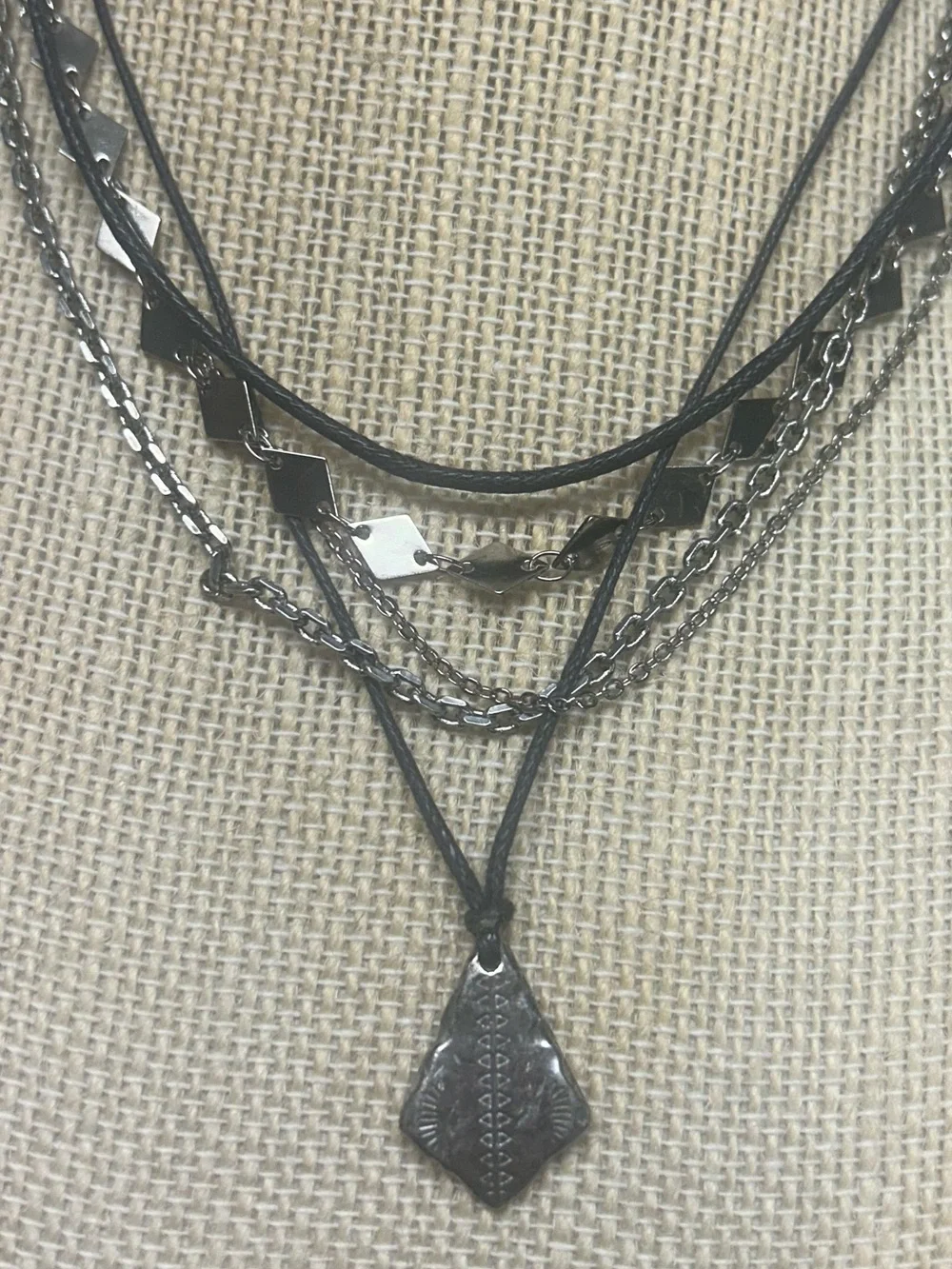 NWOT Free People Black Layered Multi-Chain Pendant Necklace